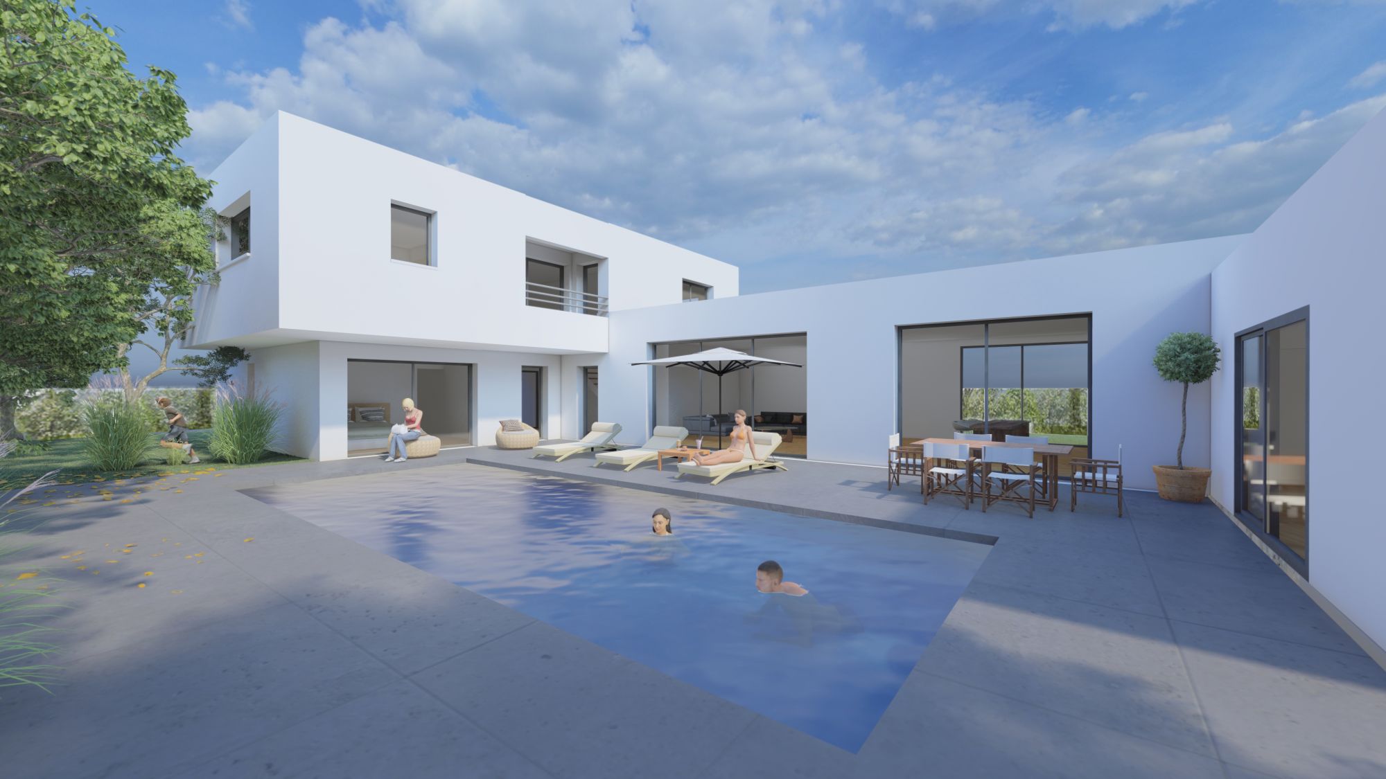 Construction et Extension d'une maison prestigieuse avec piscine par un architecte à Bouliac proche de Bordeaux