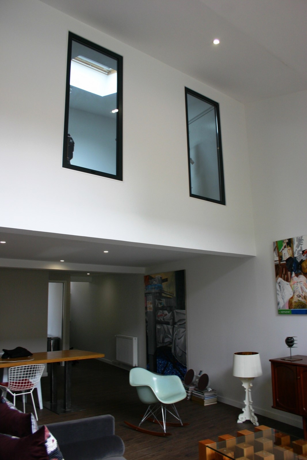 architecte rénovation échoppe Bègles proche de Bordeaux- séjour double hauteur avec mezzanine