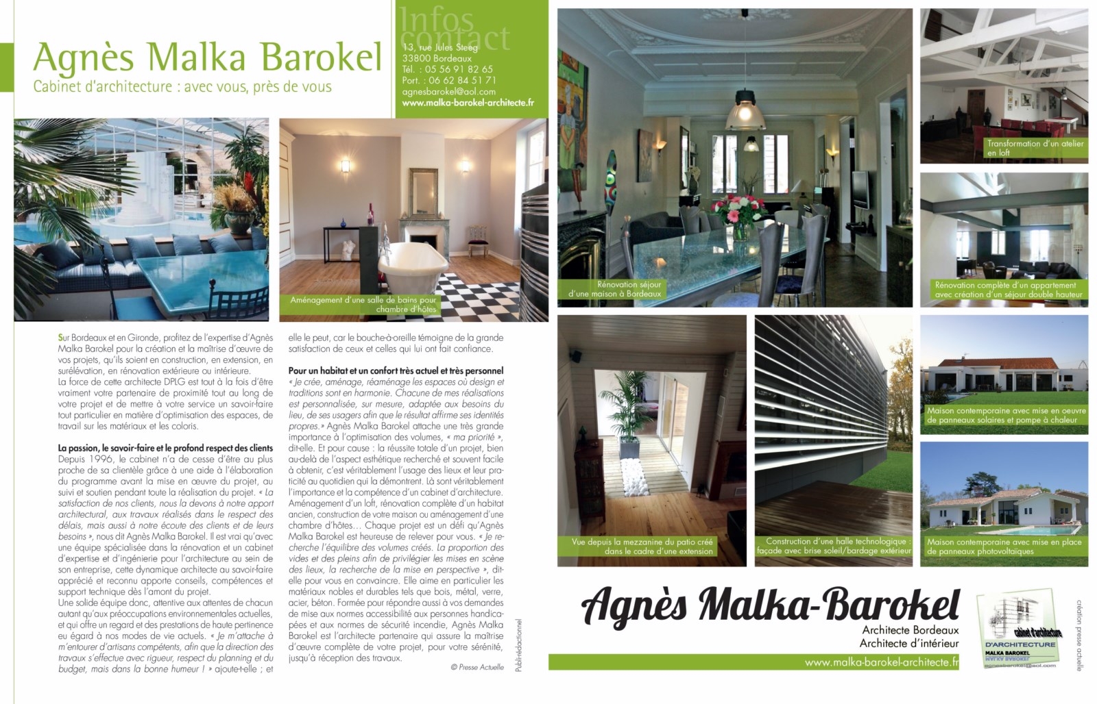 extrait parution dans magazine Agnès Malka Barokel Architecte DPLG