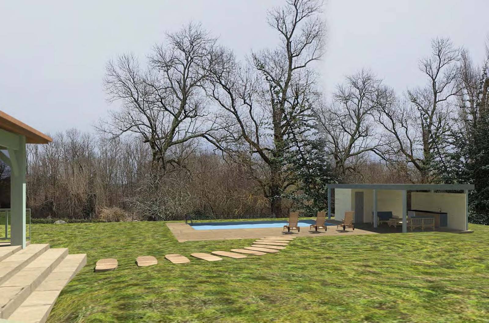 architecte d'intérieur pour rénover belle demeure en pierre avec piscine et pool house  à saint Emilion proche de libourne