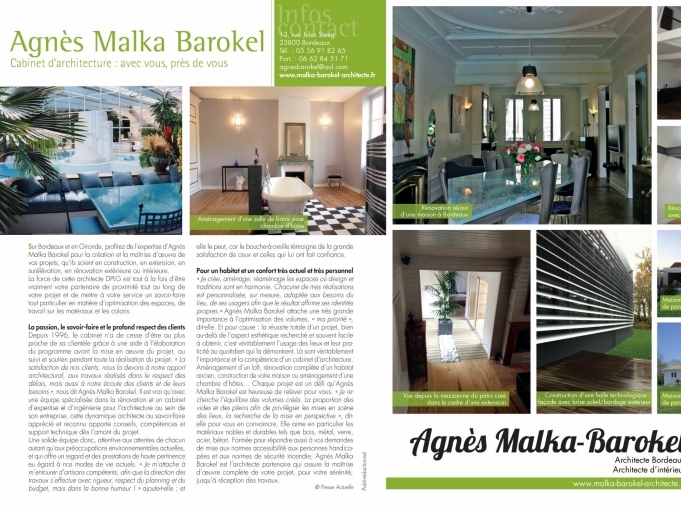extrait parution dans magazine Agnès Malka Barokel Architecte DPLG